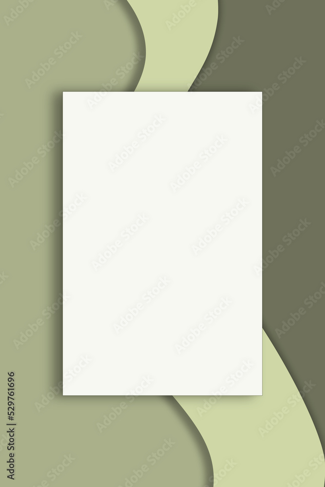 Fototapeta premium modern minimal wavy green background with blank paper page