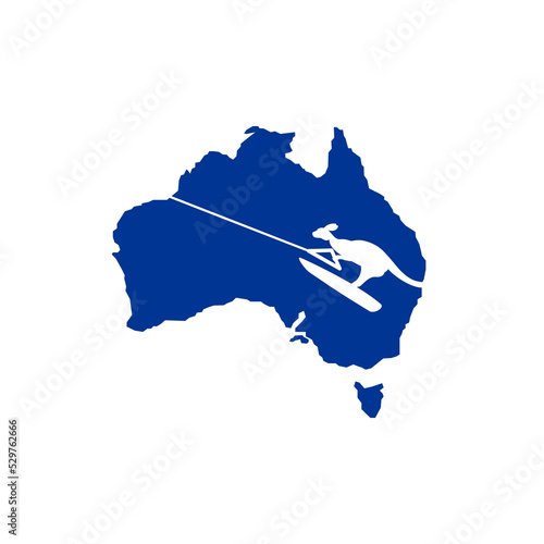 Illustration vector graphic of Australia Waterski Kangaroo perfect for sport community, trip agent etc. photo