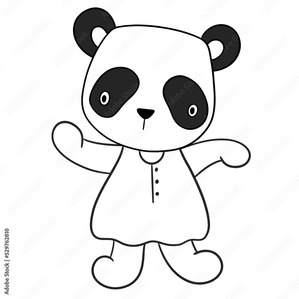 Fototapeta premium Cute panda outline 