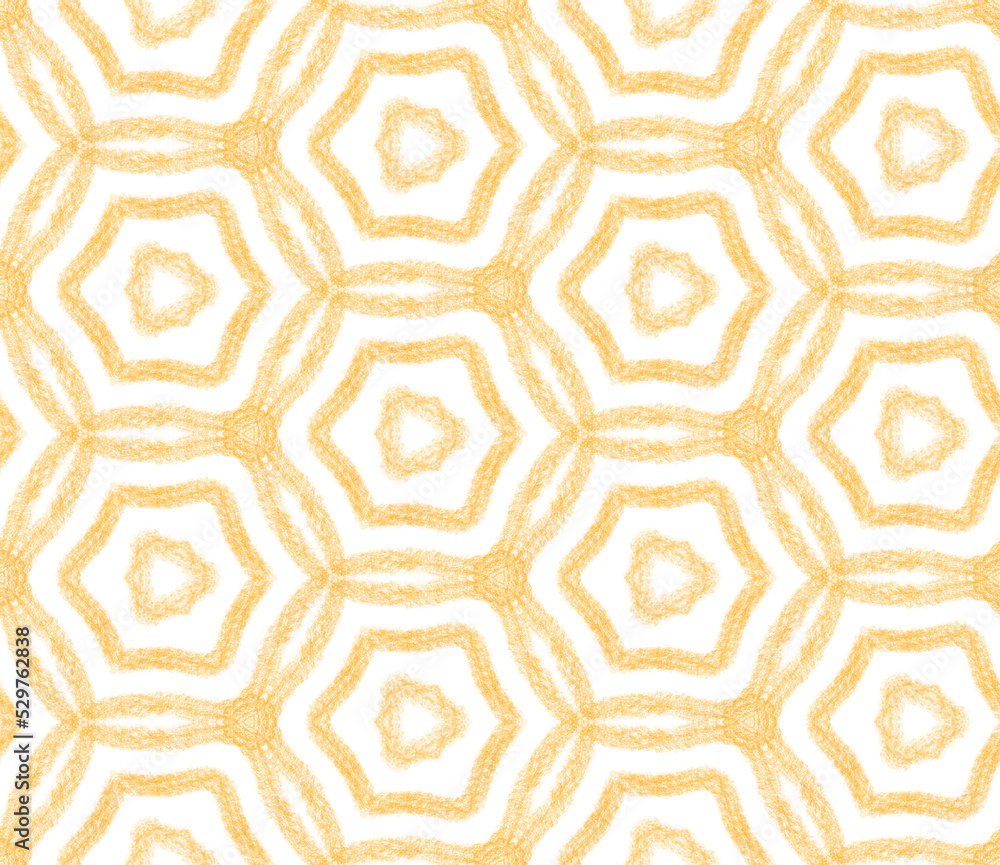 Medallion seamless pattern. Yellow symmetrical