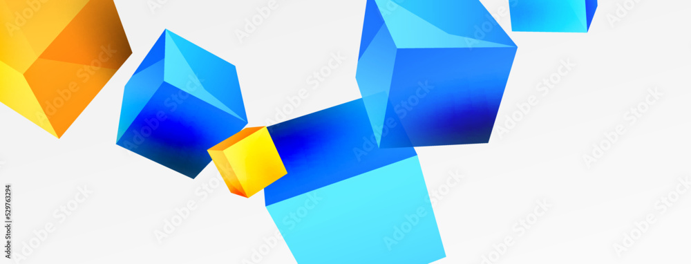 3d vector abstract background. Flying cubes composition. Trendy techno business template for wallpaper, banner, background or landing 3d vector abstract background. Flying cubes composition. Trendy techno business template for wallpaper, banner, background or landing