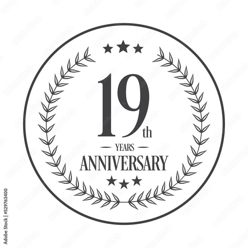 Luxury 19th years anniversary vector icon, logo. Graphic design element Luxury 19th years anniversary vector icon, logo. Graphic design element
