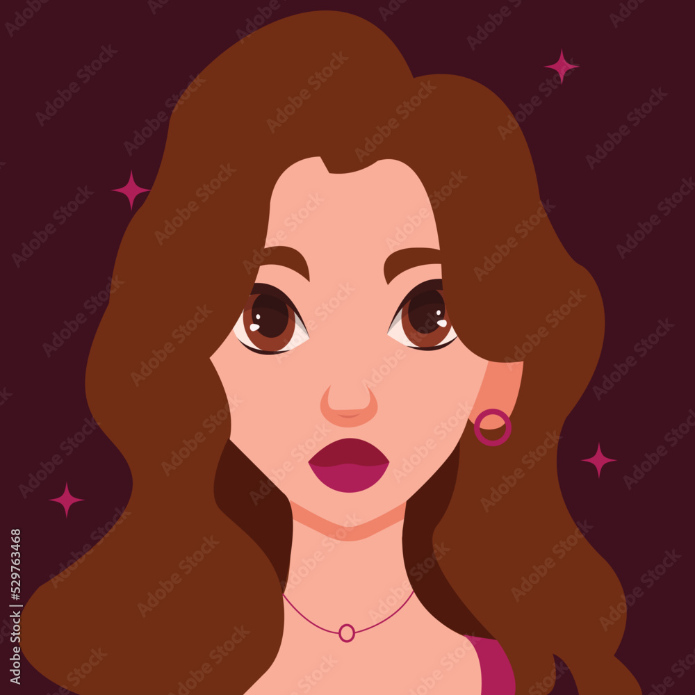 beautiful girl Vector flat illustration. Avatar for a social network. Vector flat illustration. beautiful girl Vector flat illustration. Avatar for a social network. Vector flat illustration.