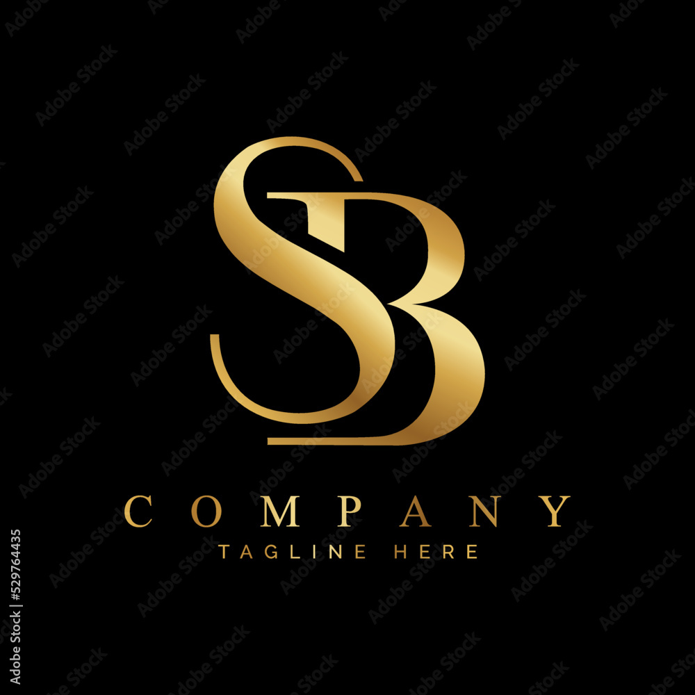 Fototapeta premium SB ,BS ,S ,B letters design logo logotype icon concept with serif font and classic elegant style look vector illustration.
