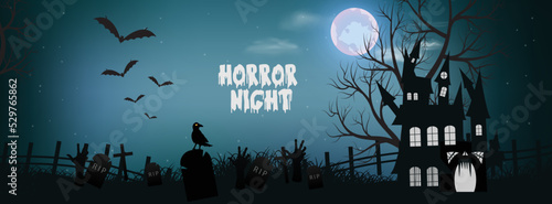 Modern facebook cover page design for halloween concept