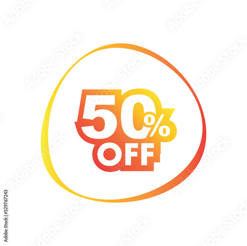 50%off sign on white background	