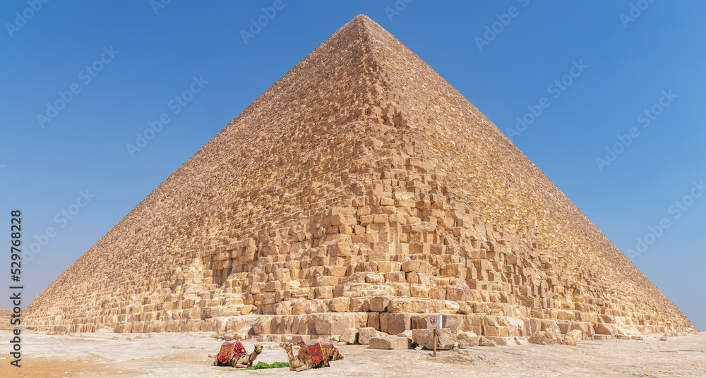 A view of the huge pyramid of Cheops, Giza, Egypt.