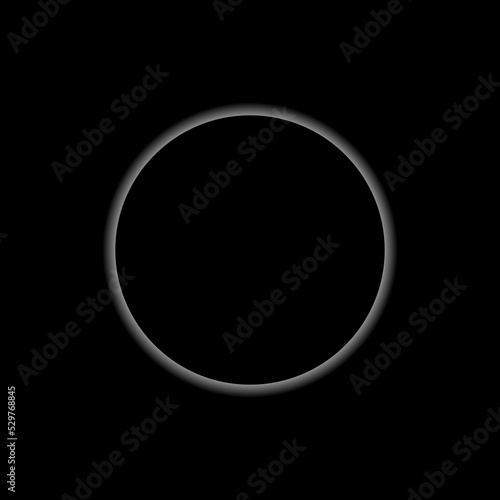 Moon eclipse. The moon in the shadow of the sun disk in the black sky. Vector illustration of a moon eclipse on a black background. Creative and stylish painting for the interior.