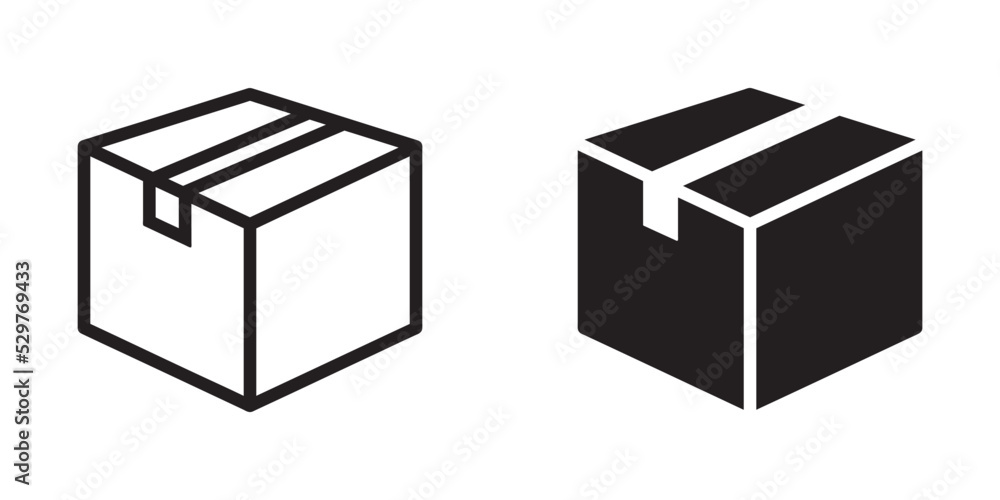 ofvs121 OutlineFilledVectorSign ofvs - closed cardboard box vector icon . package delivery carton . isolated transparent . cargo . black outline and filled version . AI 10 / EPS 10 . g11459