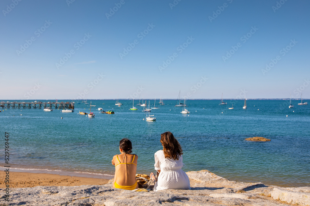 Paysage de bord de mer sur l'île de Noirmoutier en Vendée en été.