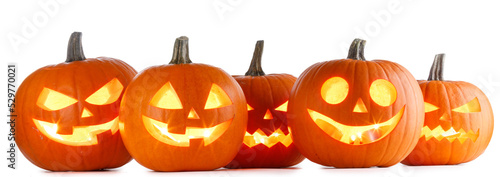 Five Halloween lantern pumpkins photo
