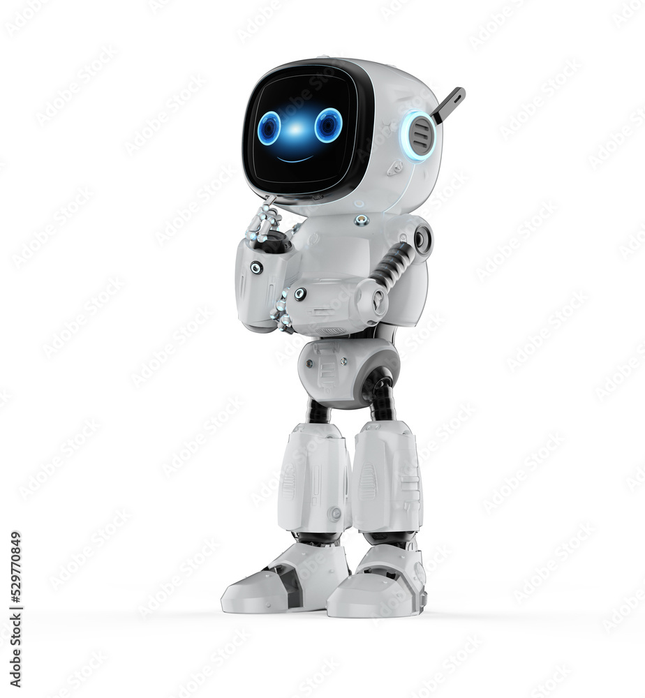 Small robot assistant think or analyze Small robot assistant think or analyze