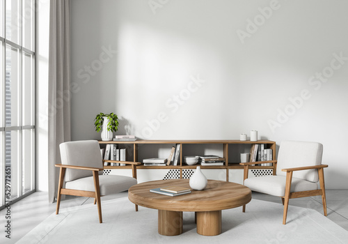 Canvastavla Light living room interior with chairs and decoration