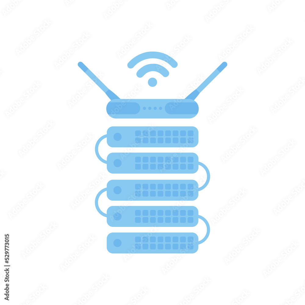 Servers connected to the router. IOT and automation concept. Servers connected to the router. IOT and automation concept.