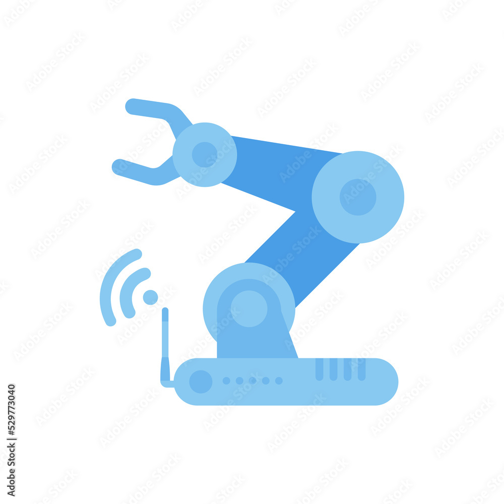 Robotic arm icon. Concept of internet of things and automation.