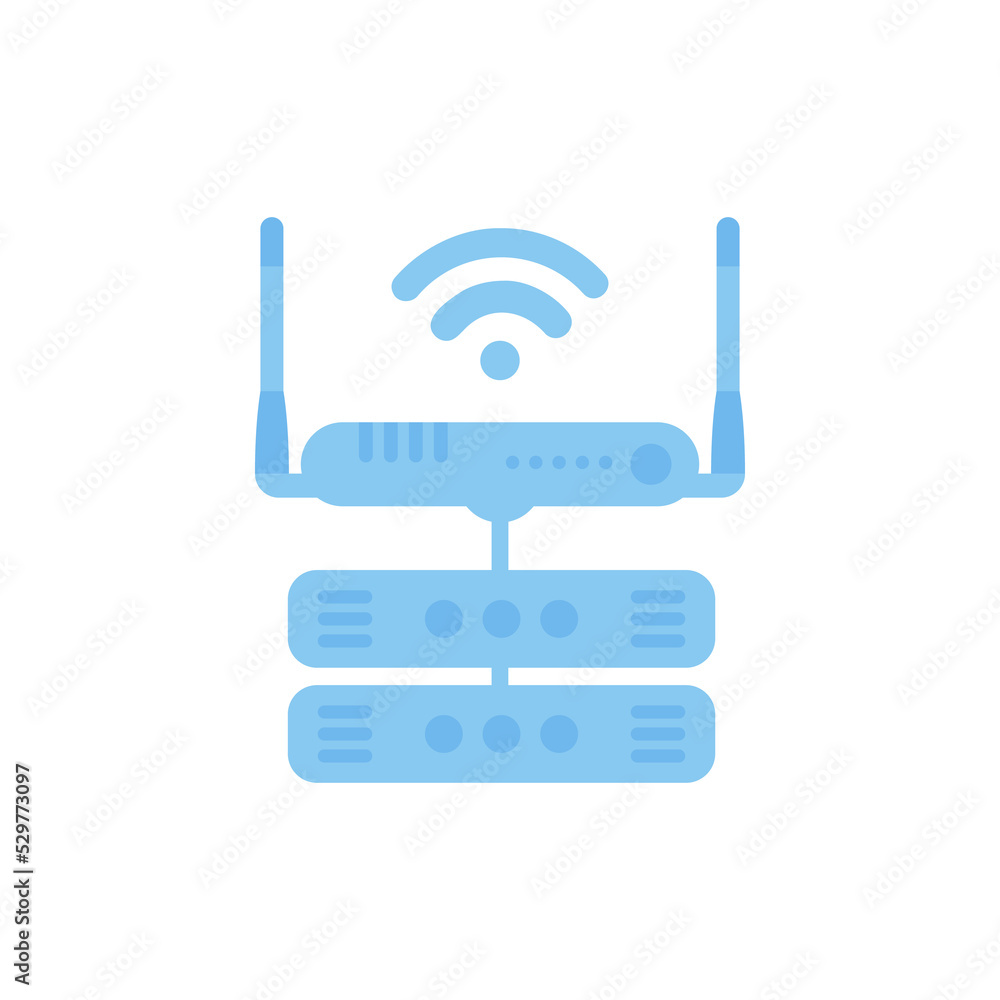 Servers connected to the router. IOT and automation concept. Servers connected to the router. IOT and automation concept.