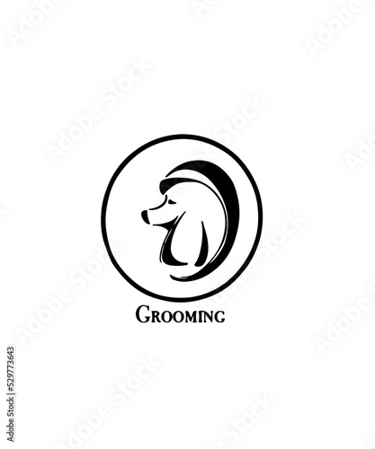 head dog  logo design grooming 