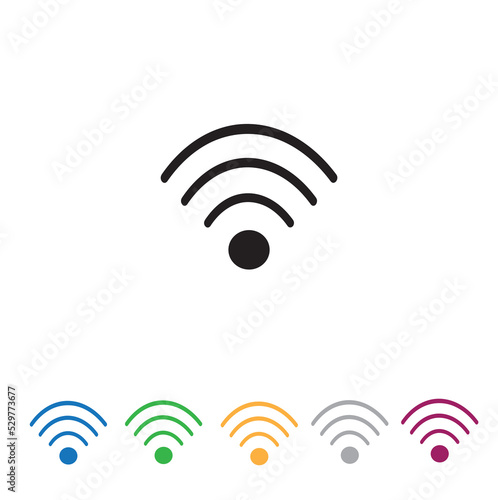 a set of multi-colored vector illustrations of the Wi-Fi icon, wireless Internet technology, Wi-Fi button, mobile Internet access point