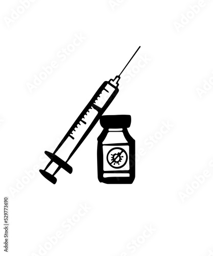syringe and bottle for virus vaccine