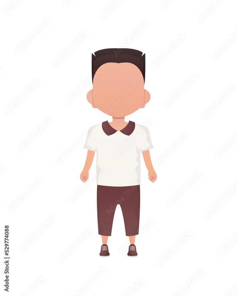 Cute boy stands in full growth. Cartoon style. Cute boy stands in full growth. Cartoon style.