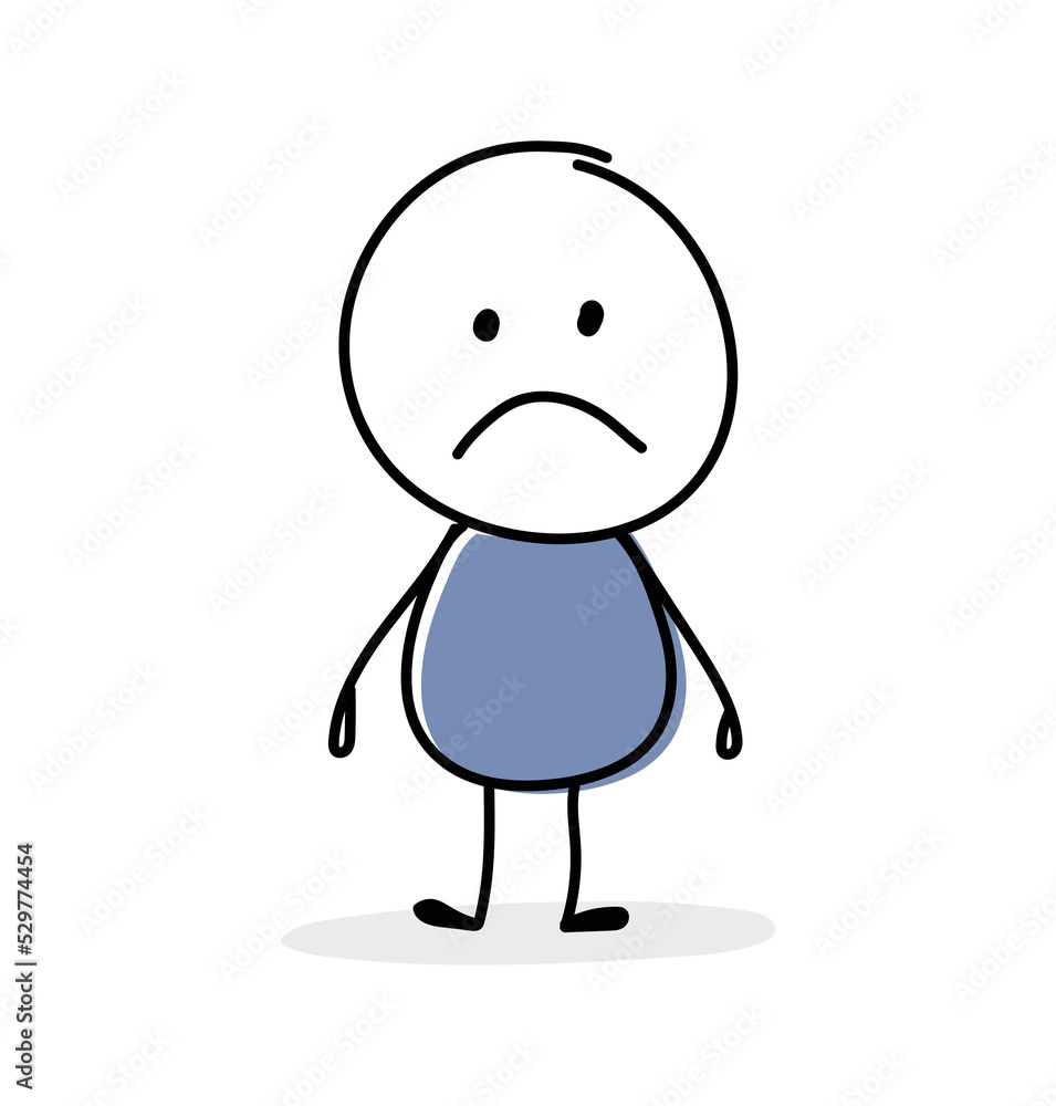 Sad cartoon character. Gestures concept. Vector Sad cartoon character. Gestures concept. Vector