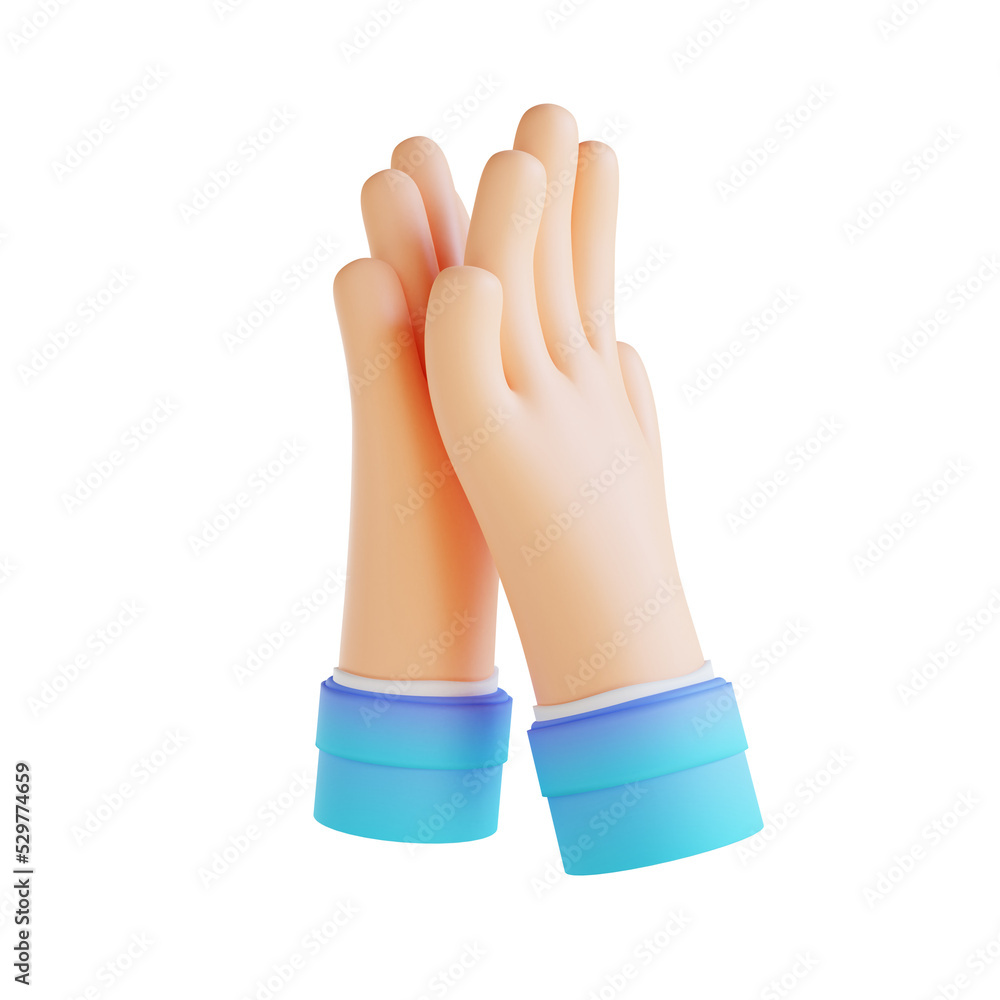 3D illustration clap hand gestures 3D illustration clap hand gestures