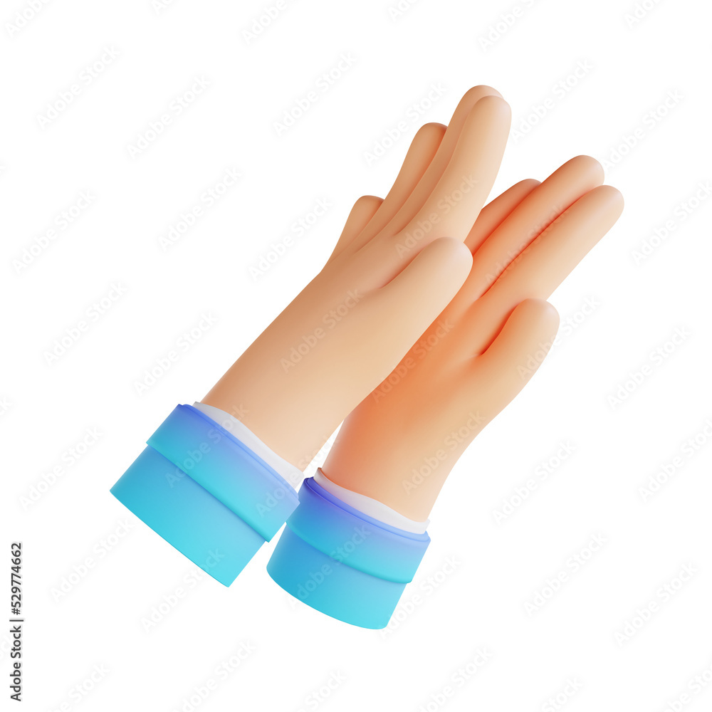 3D illustration clap hand gestures 3D illustration clap hand gestures