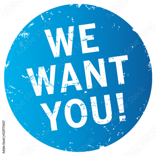 Blauer Button  We want you
