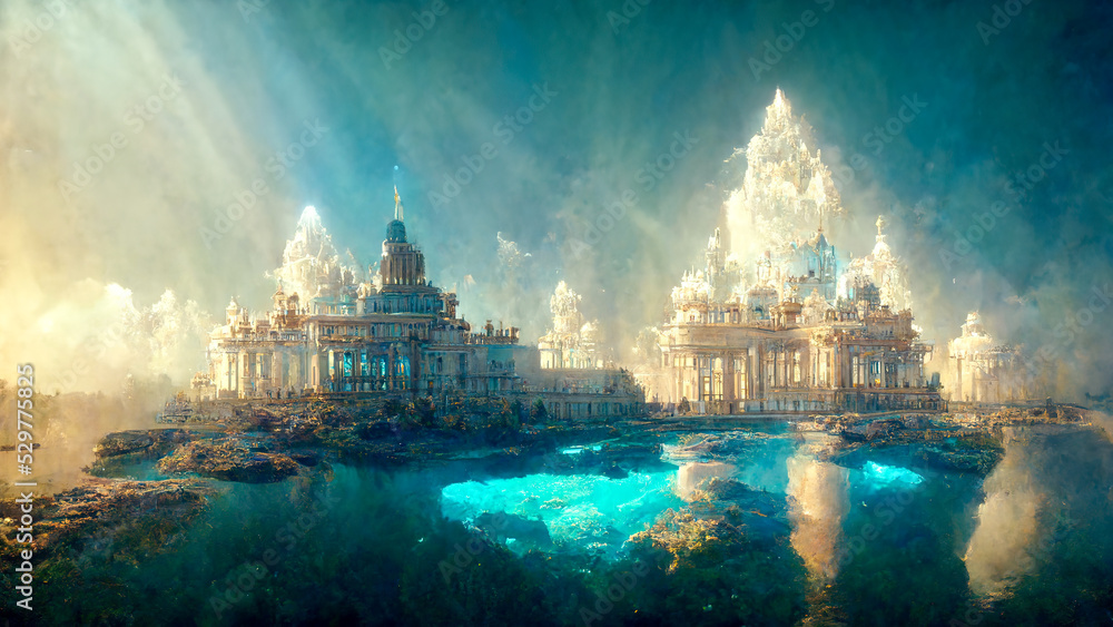 Naklejka premium Magic unusual fairytale palaces