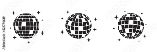 Fototapete Disco ball shining stars icons