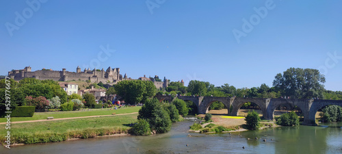 Cité  de Carcassonne, panorama sur la cité Médiévale en Occitanie (France, Europe) photo