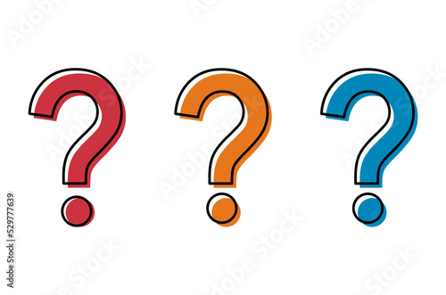 Set of Question icon mark, help or ask bubble graphic symbol, web faq vector illustration