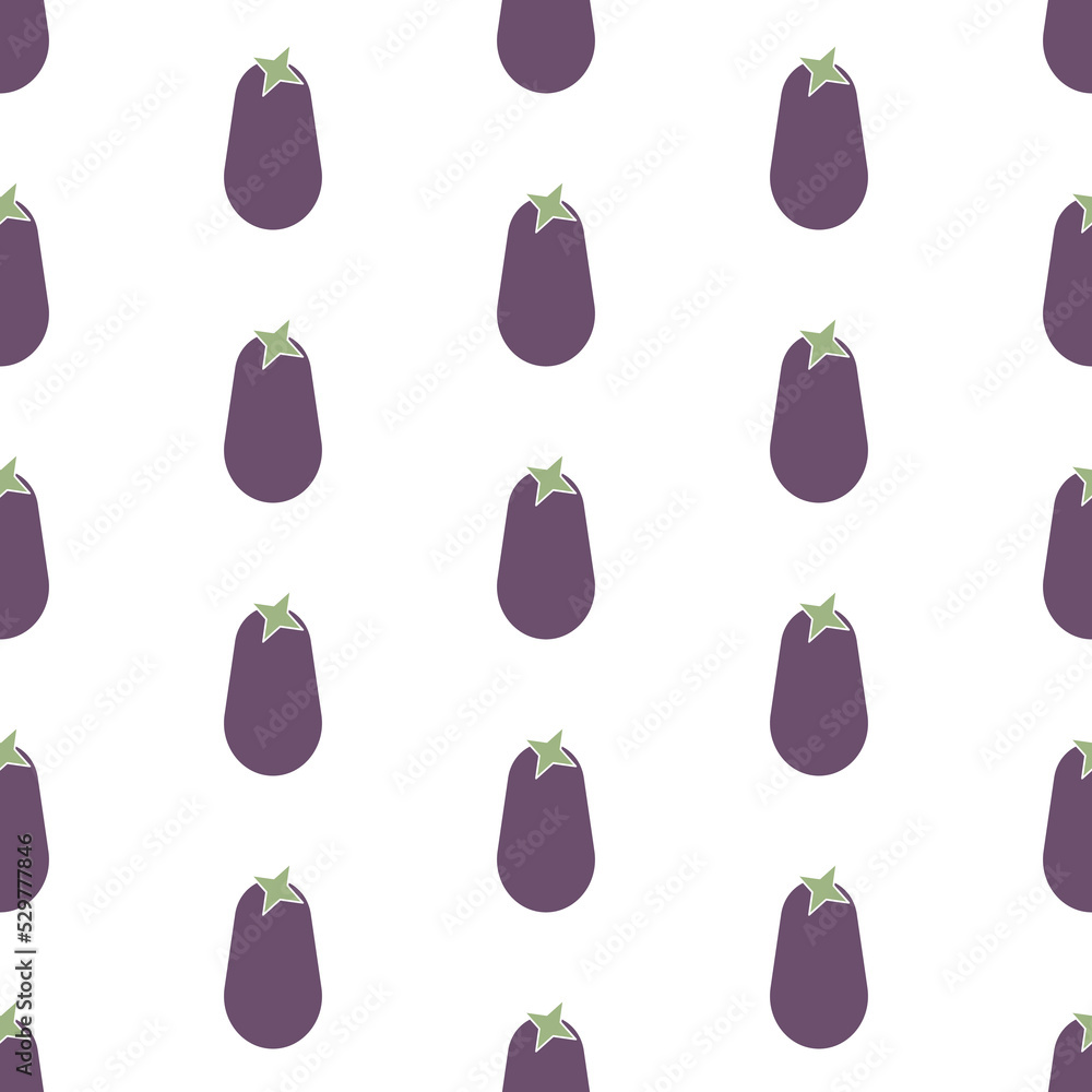 Seamless pattern with eggplant on a white background Seamless pattern with eggplant on a white background