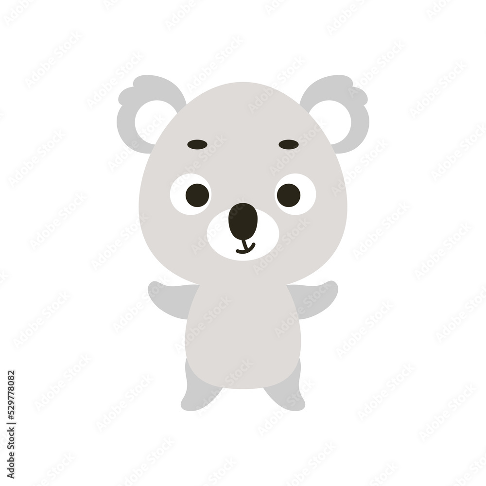 Cute little koala. Cartoon animal character design for kids t-shirts, nursery decoration, baby shower celebration, greeting cards, invitations, bookmark, house interior. Vector stock illustration Cute little koala. Cartoon animal character design for kids t-shirts, nursery decoration, baby shower celebration, greeting cards, invitations, bookmark, house interior. Vector stock illustration