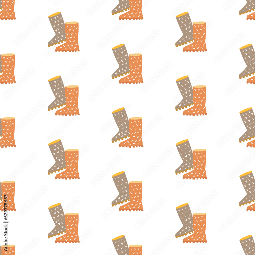 Autumn seamless pattern with rubber boots on a white background Autumn seamless pattern with rubber boots on a white background