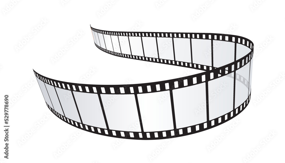 Fototapeta premium Blank cinema film strip in perspective. Art design filmstrip for advertisement, brochure, banner, flyer. Template for festival or presentation. Film industry concept.