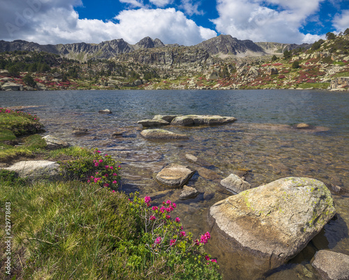 Beautiful Lake Landscape at Estanys de Pessons in Spring, Andorra photo