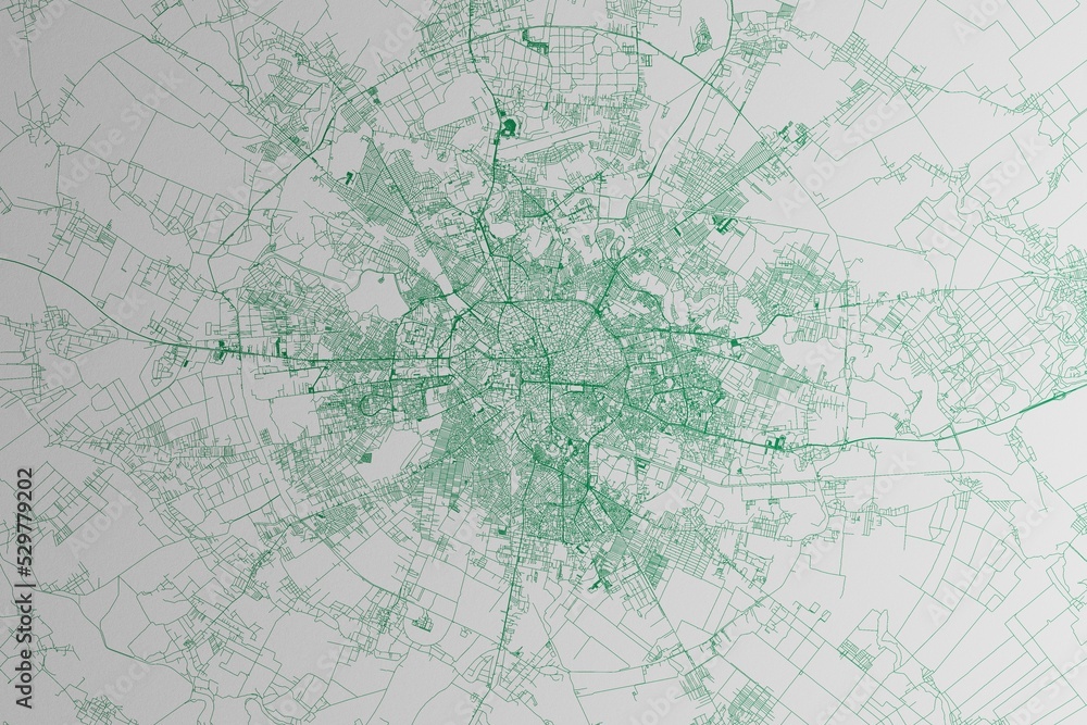 Map of the streets of Bucharest (Romania) made with green lines on ...