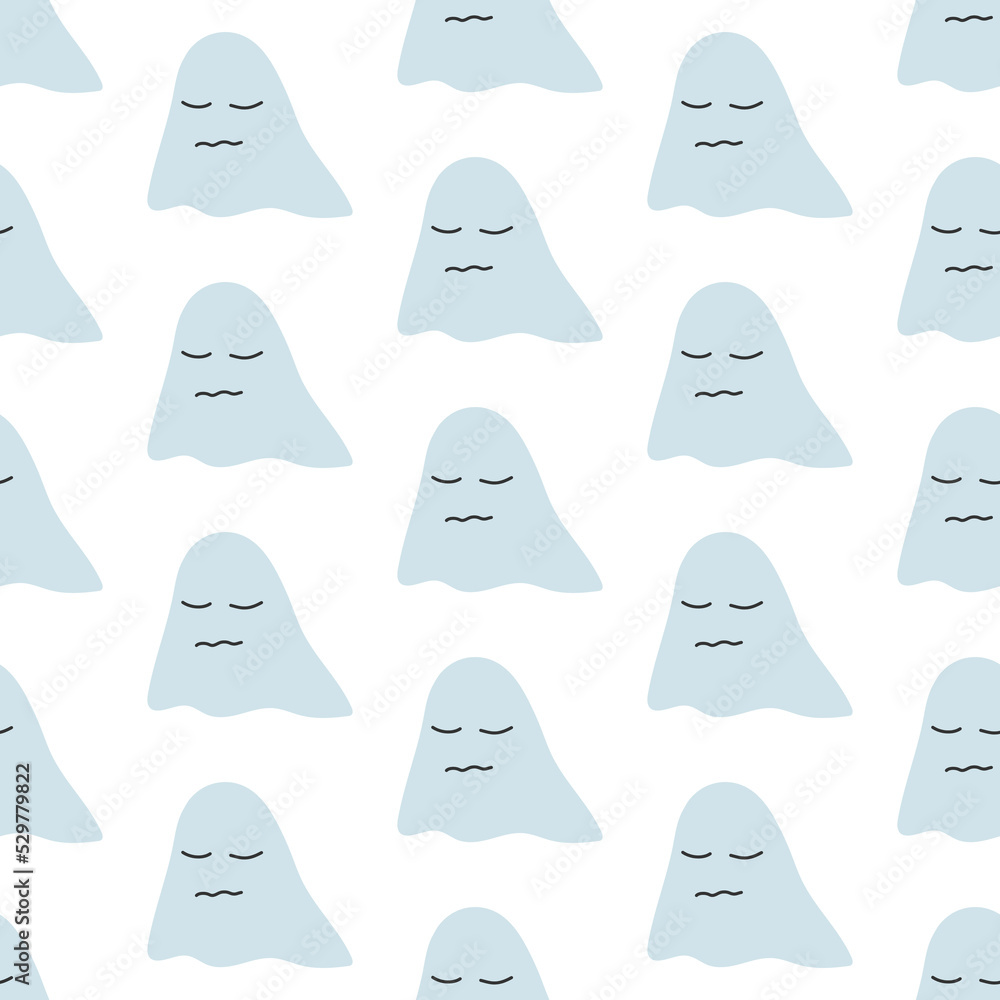 Seamless pattern with cute ghosts on a white background Seamless pattern with cute ghosts on a white background