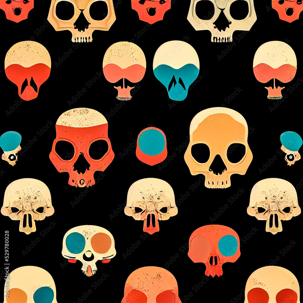 Abstract human skulls pattern. Scary Halloween pattern. Abstract human skulls pattern. Scary Halloween pattern.
