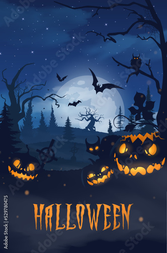 Tablou canvas Happy halloween banner or party invitation background with violet fog clouds and