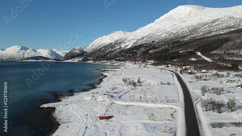 Lofoten Islands coast and mountains in Winter, Lofoten Islands, North Norway