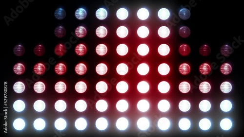 flashing Led wall light. Animation of flashing light bulbs on led wall or projectors for stage lights. Flashes on 25 different screens  4K video