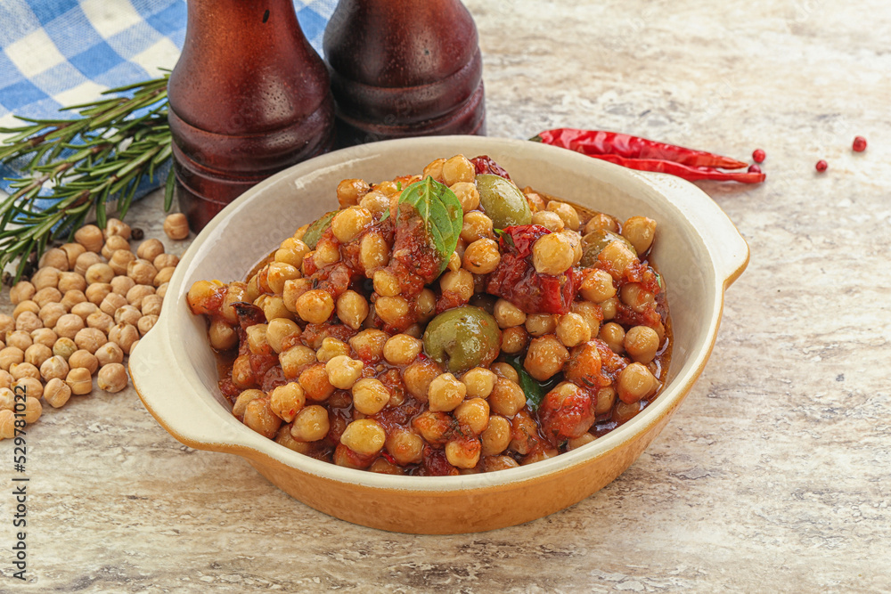 Chickpea beans with dry tomato and olives Chickpea beans with dry tomato and olives