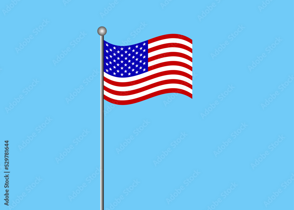 USA Flagge auf blauen Hintergrund.