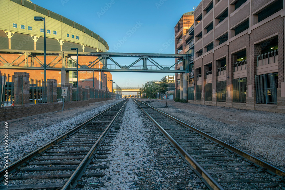 Phoenix, Arizona- Railways with footbridge above near the stadium