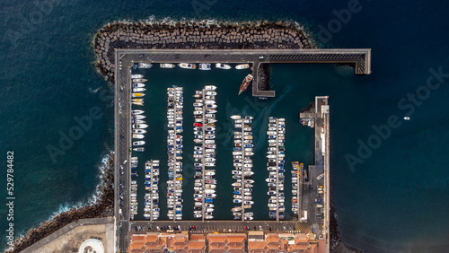 drone shot of a port