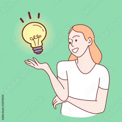 woman thinking ideas. Hand drawn style vector illustrations.