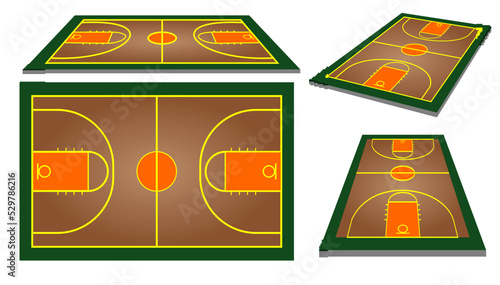 realistic wooden basketball court 