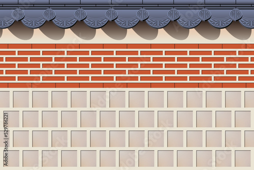 Hanok wall - A vector illustration of the wall of a traditional Korean house, a hanok.